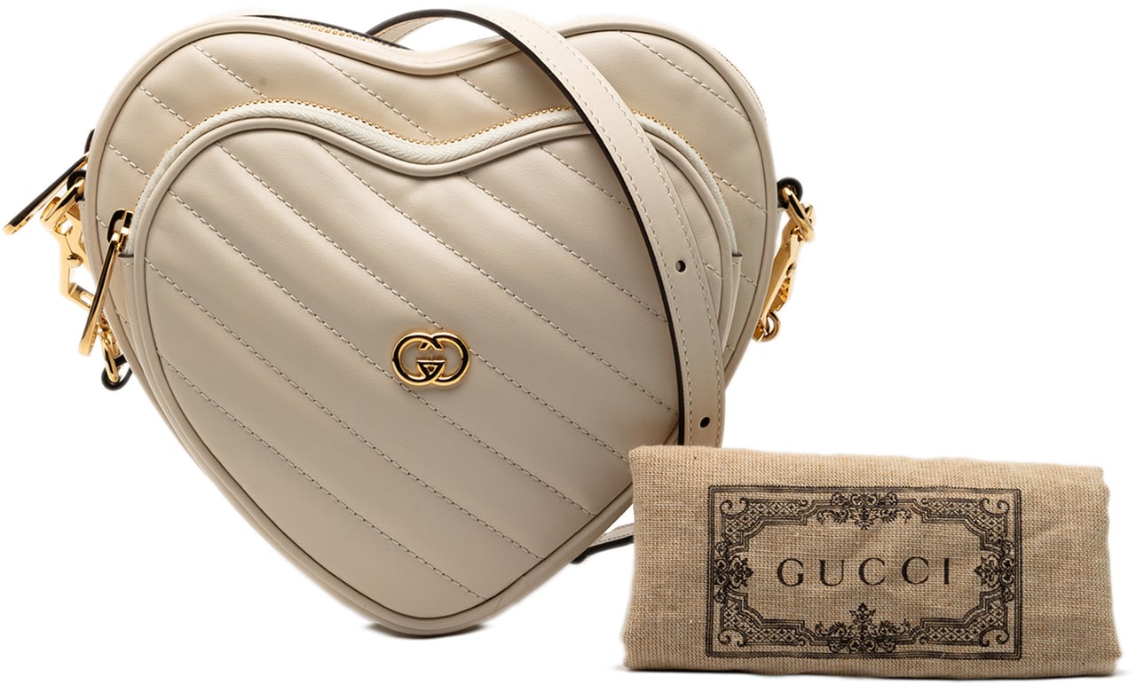Gucci Mini Matelasse Leather Heart Crossbody Bruin