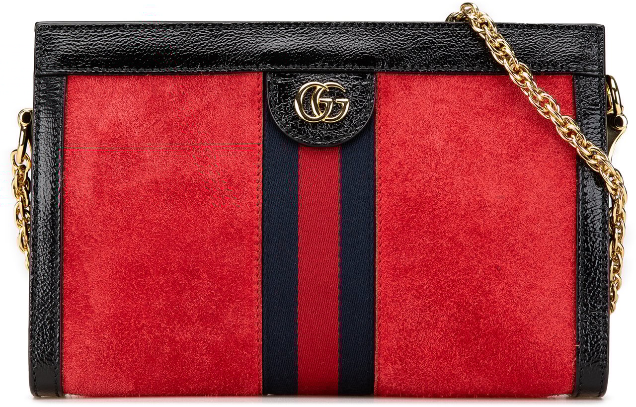 Gucci Small Suede Ophidia Chain Crossbody Rood