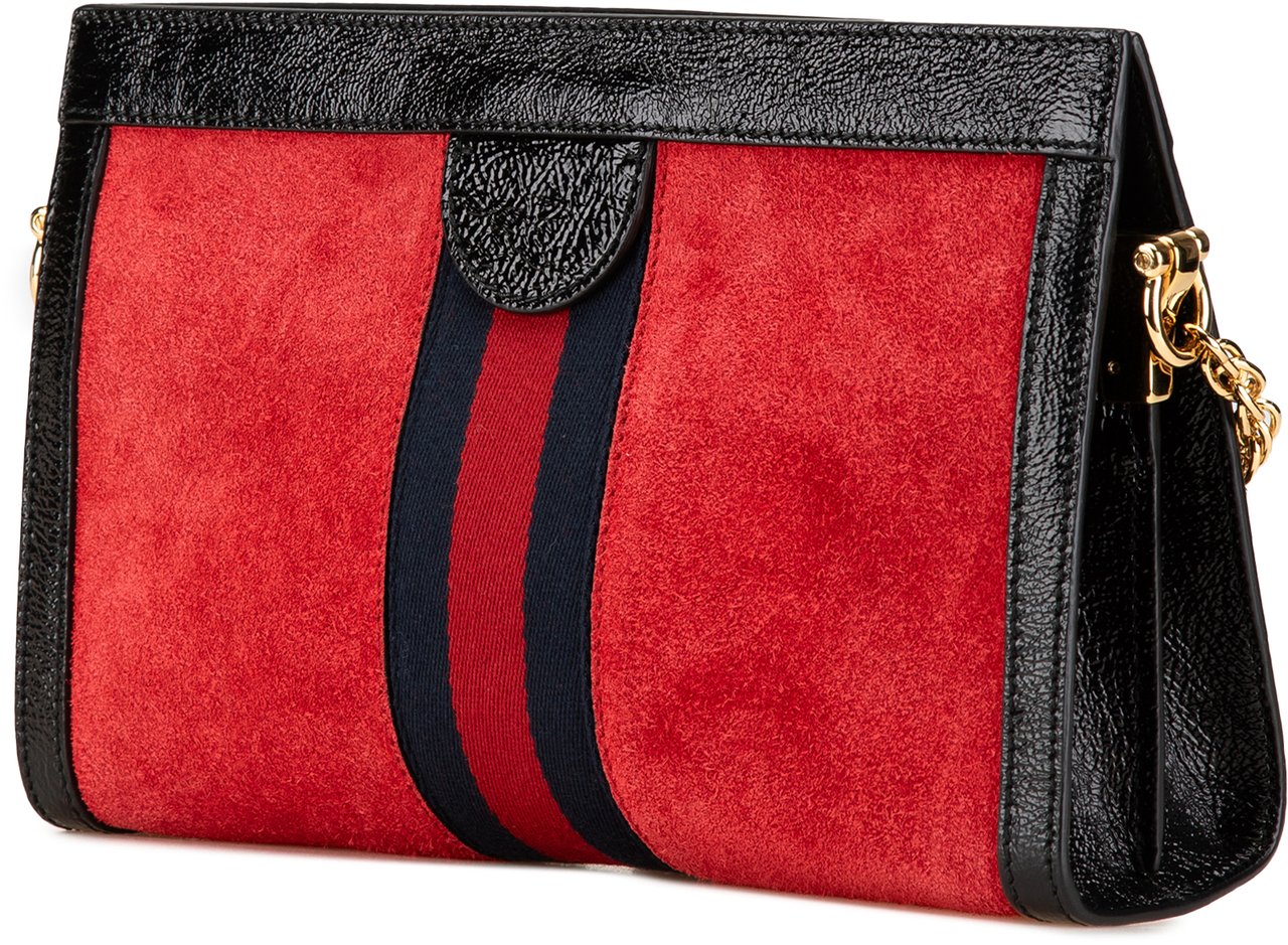 Gucci Small Suede Ophidia Chain Crossbody Rood