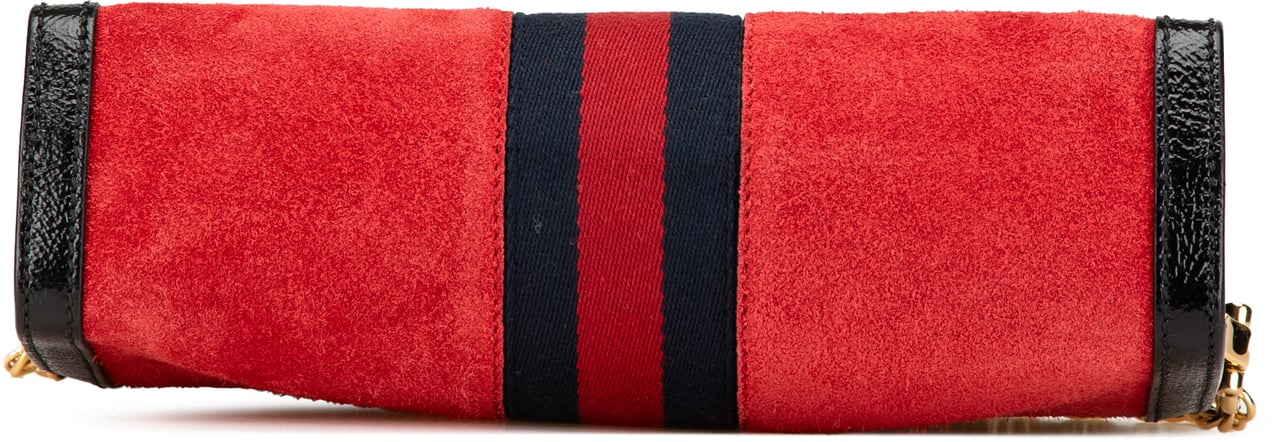Gucci Small Suede Ophidia Chain Crossbody Rood