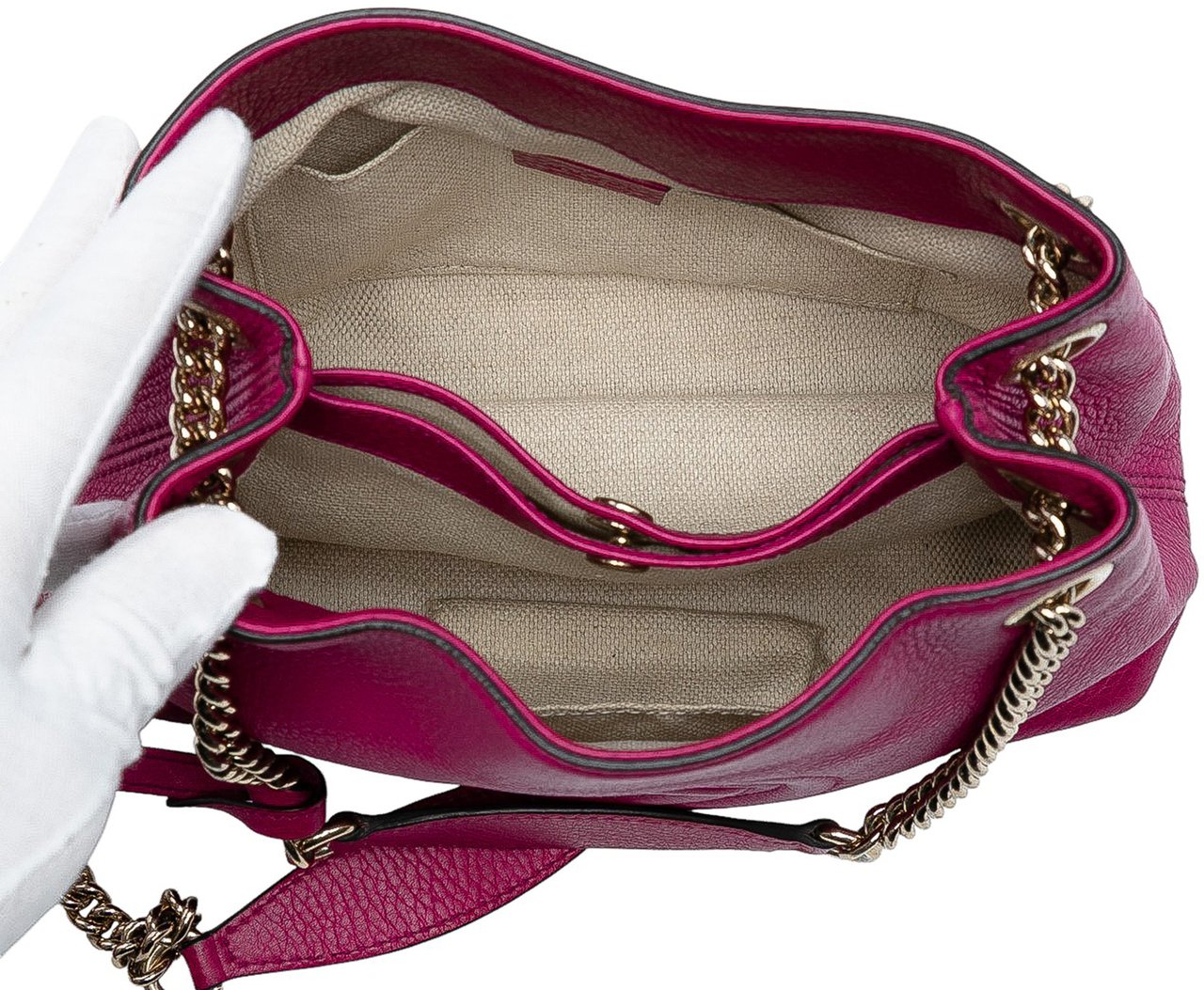 Gucci Small Leather Soho Chain Tote Roze