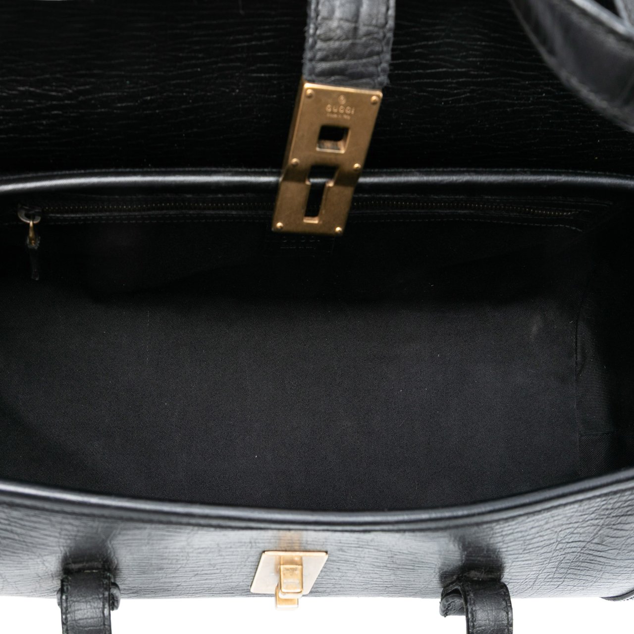 Gucci Leather Bamboo Bullet Shoulder Bag Zwart