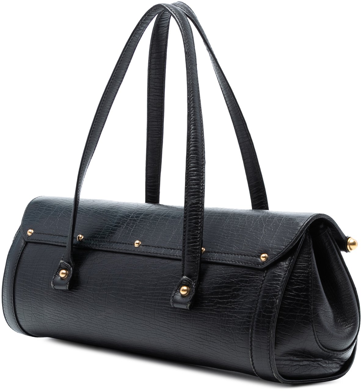 Gucci Leather Bamboo Bullet Shoulder Bag Zwart