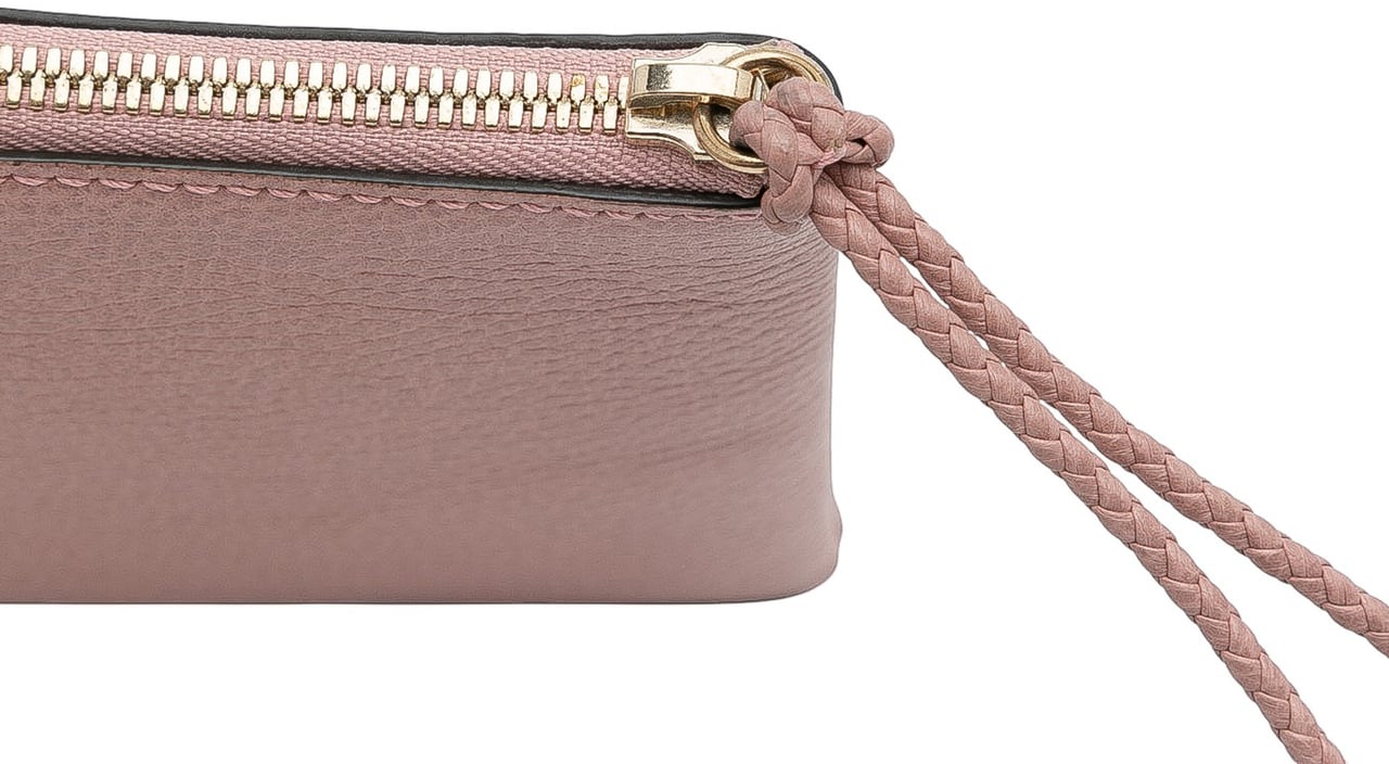 Gucci Calfskin Bamboo Clutch Roze
