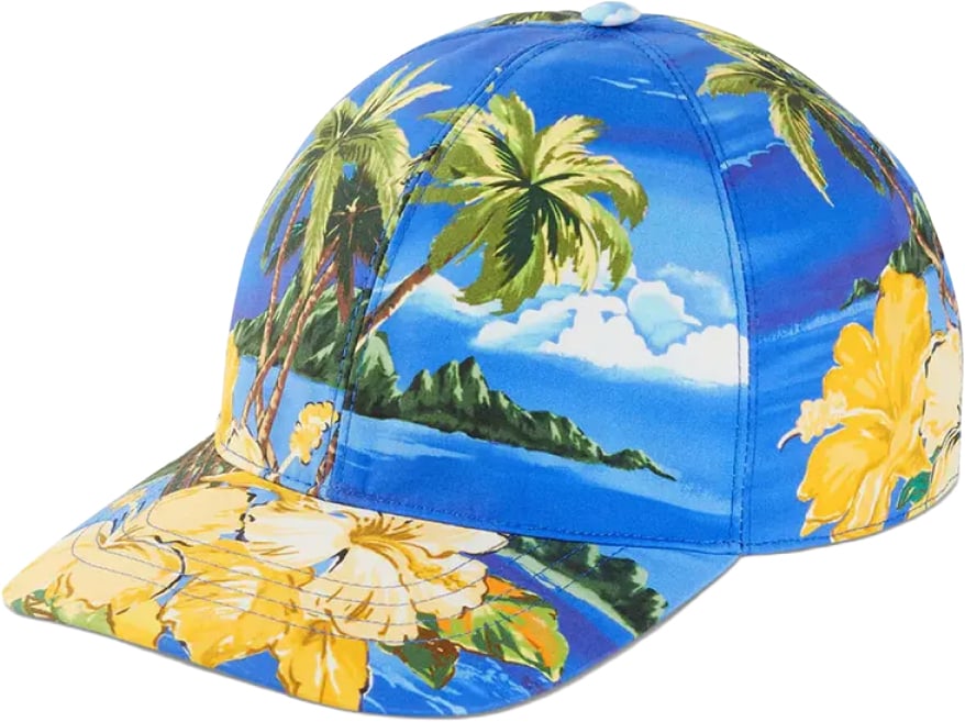 Gucci Hawaiian Print Logo Patch Baseball Cap Divers