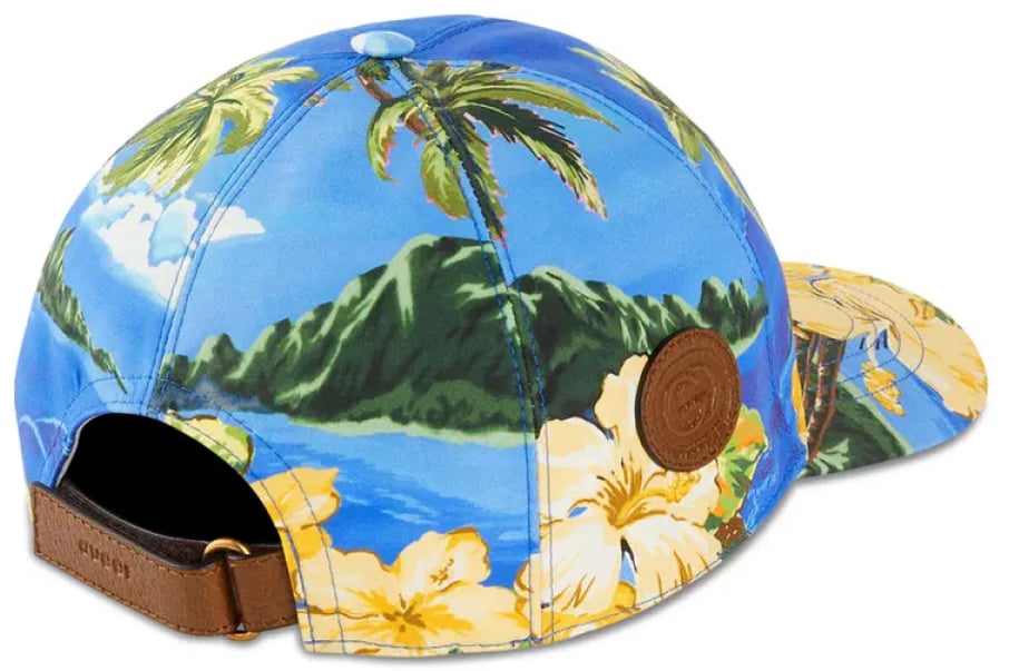 Gucci Hawaiian Print Logo Patch Baseball Cap Divers