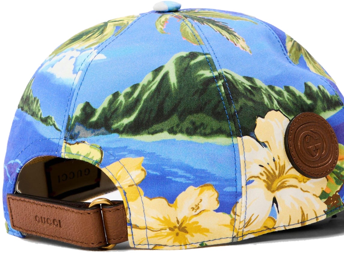Gucci Hawaiian Print Logo Patch Baseball Cap Divers