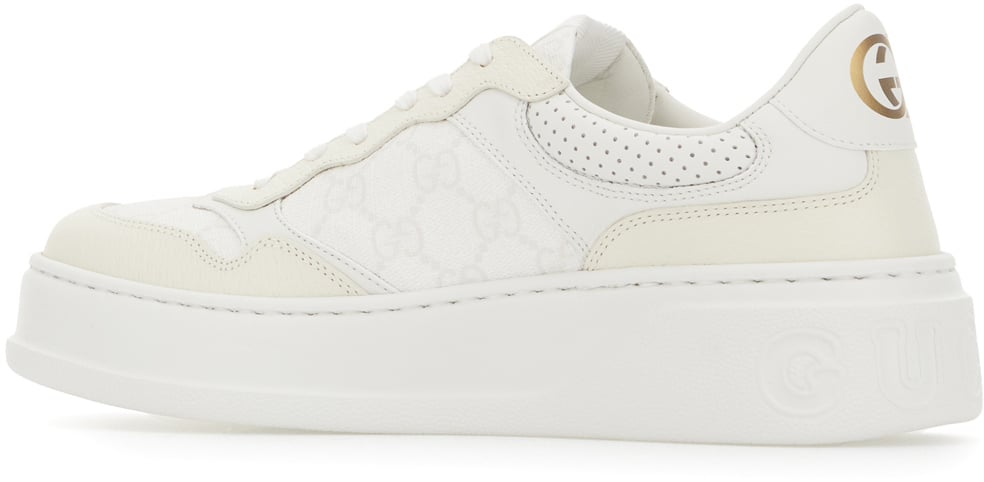 Gucci Gucci White leather and fabric sneakers Wit
