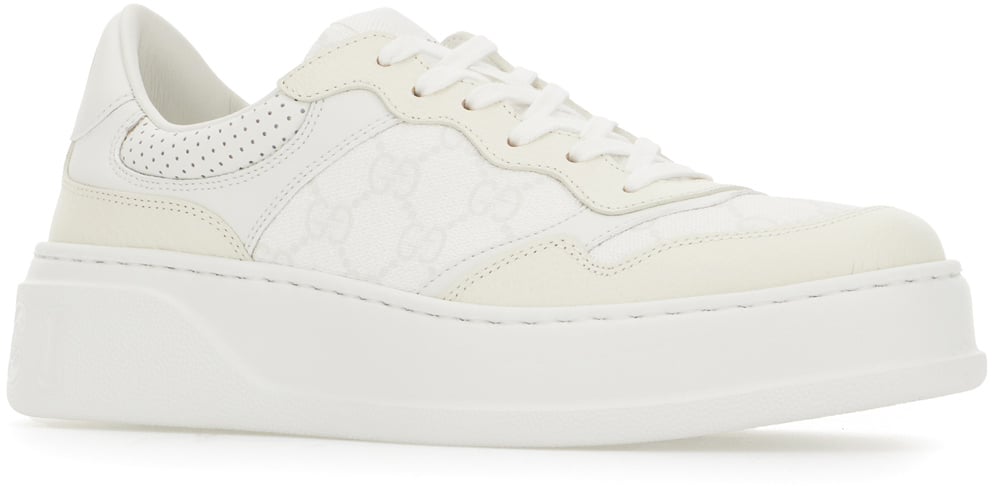 Gucci Gucci White leather and fabric sneakers Wit