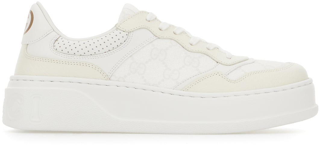Gucci Gucci White leather and fabric sneakers Wit