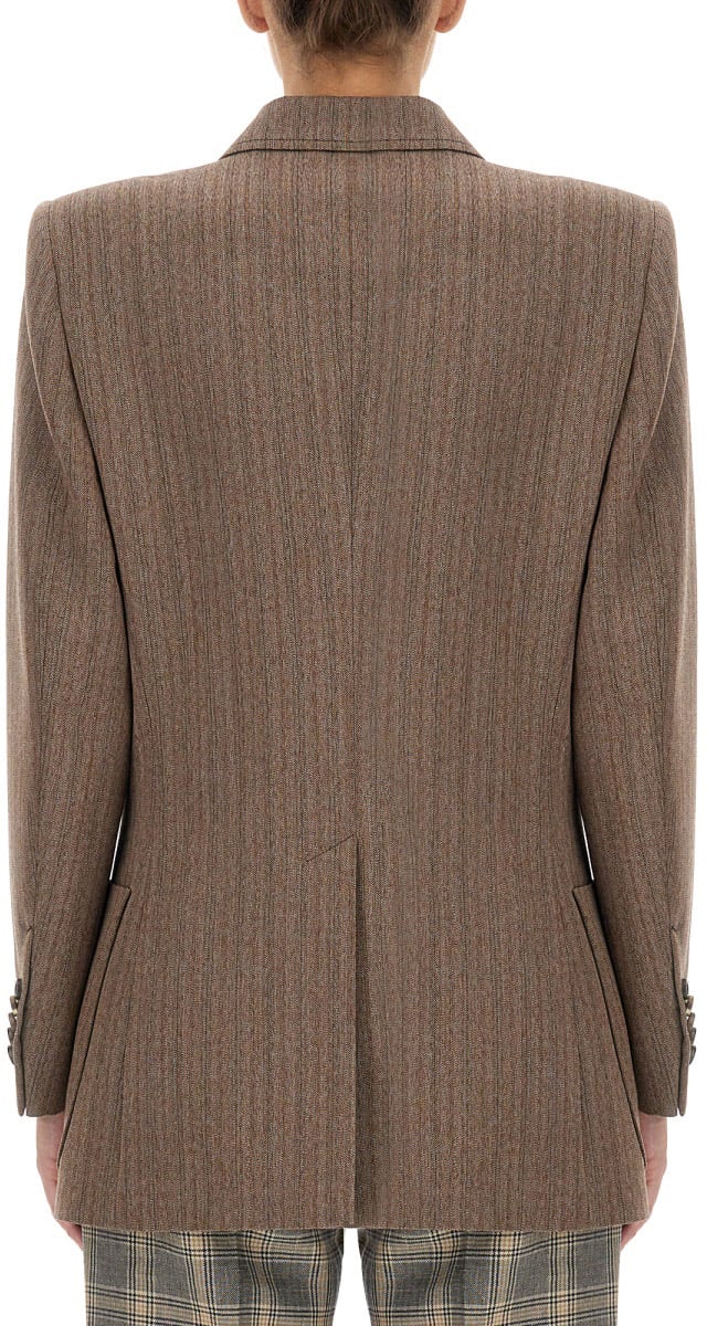 Gucci Classic Herringbone Patterned Wool Jacket Grijs