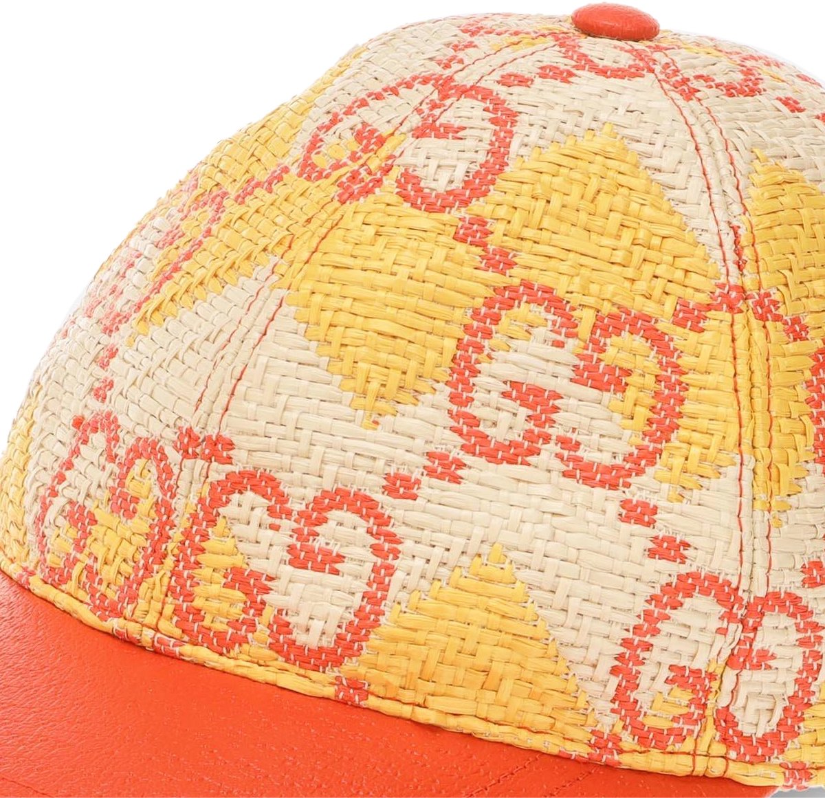 Gucci Raffia Effect Gg Monogram Baseball Cap Divers