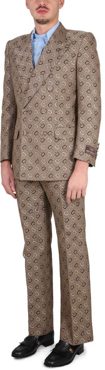 Gucci Maxi Clamp Pattern Cotton Jacket Bruin