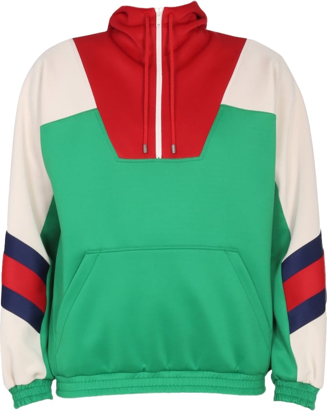 Gucci Sleek Black Zippered Jacket with Drawstring Hood Groen