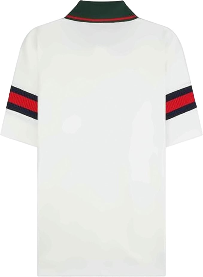 Gucci Short-Sleeve White Polo Shirt with Contrasting Collar Wit