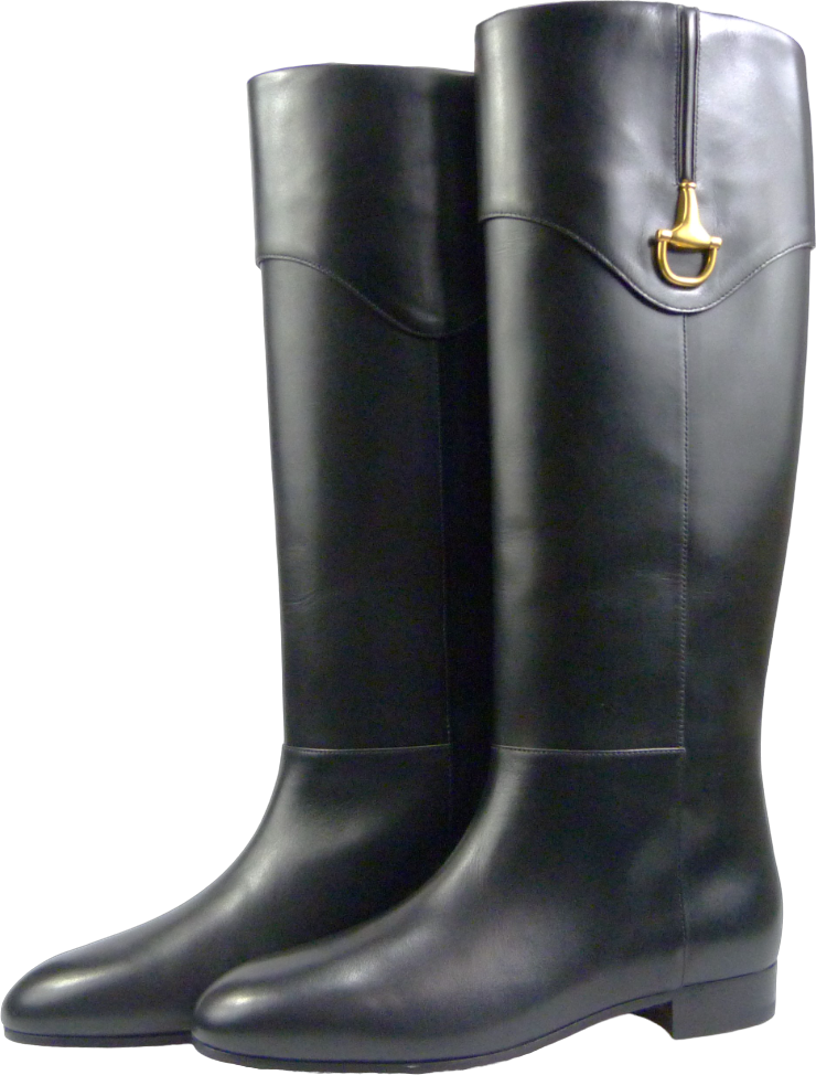 Gucci Stivale in pelle con mezzo Morsetto Zwart