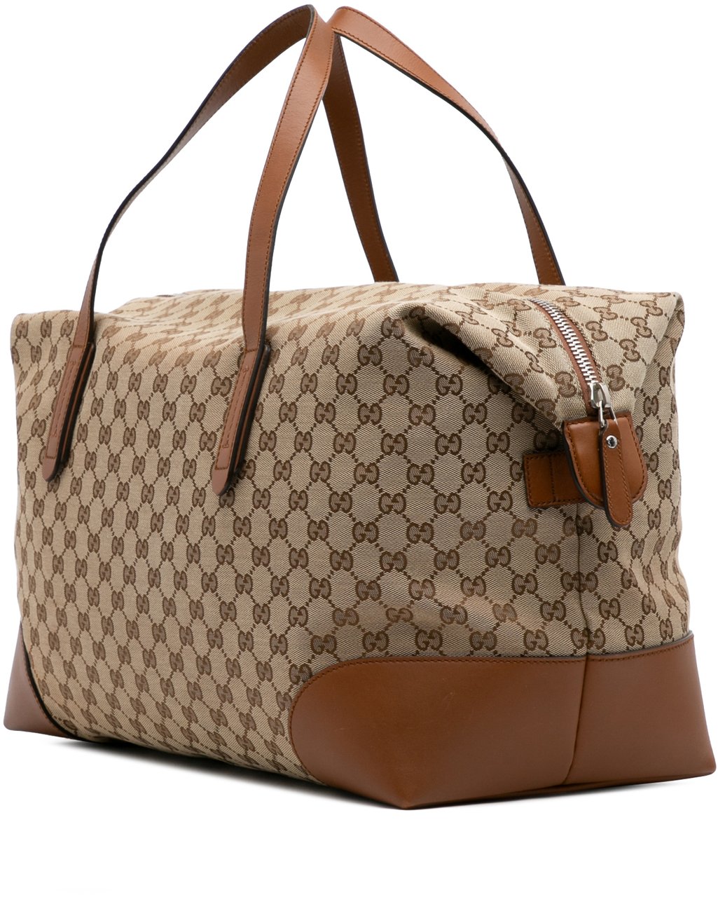 Gucci GG Canvas Web Travel Bag Bruin