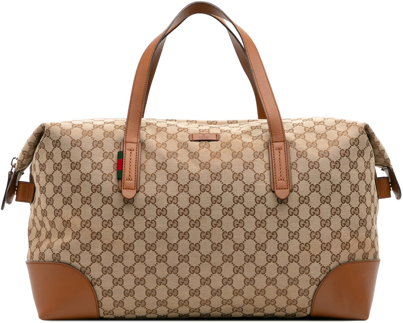 Gucci GG Canvas Web Travel Bag Bruin