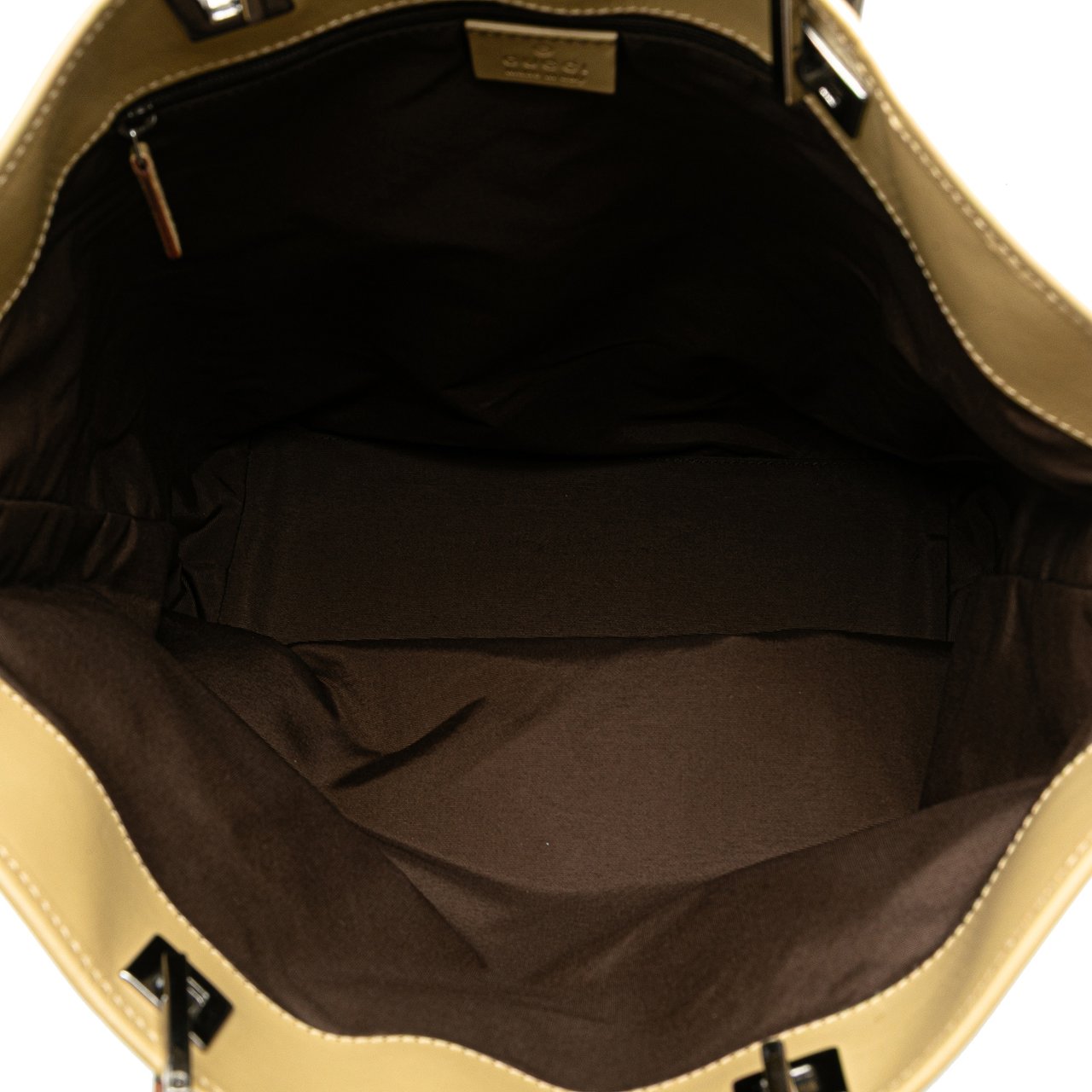 Gucci GG Canvas Web Bucket Tote Bruin