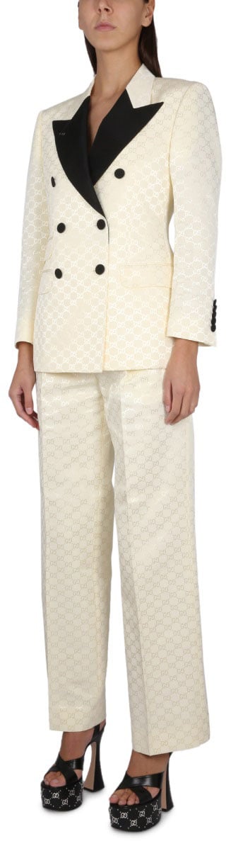 Gucci Structured Cotton and Viscose Blend Jacket Neutraal