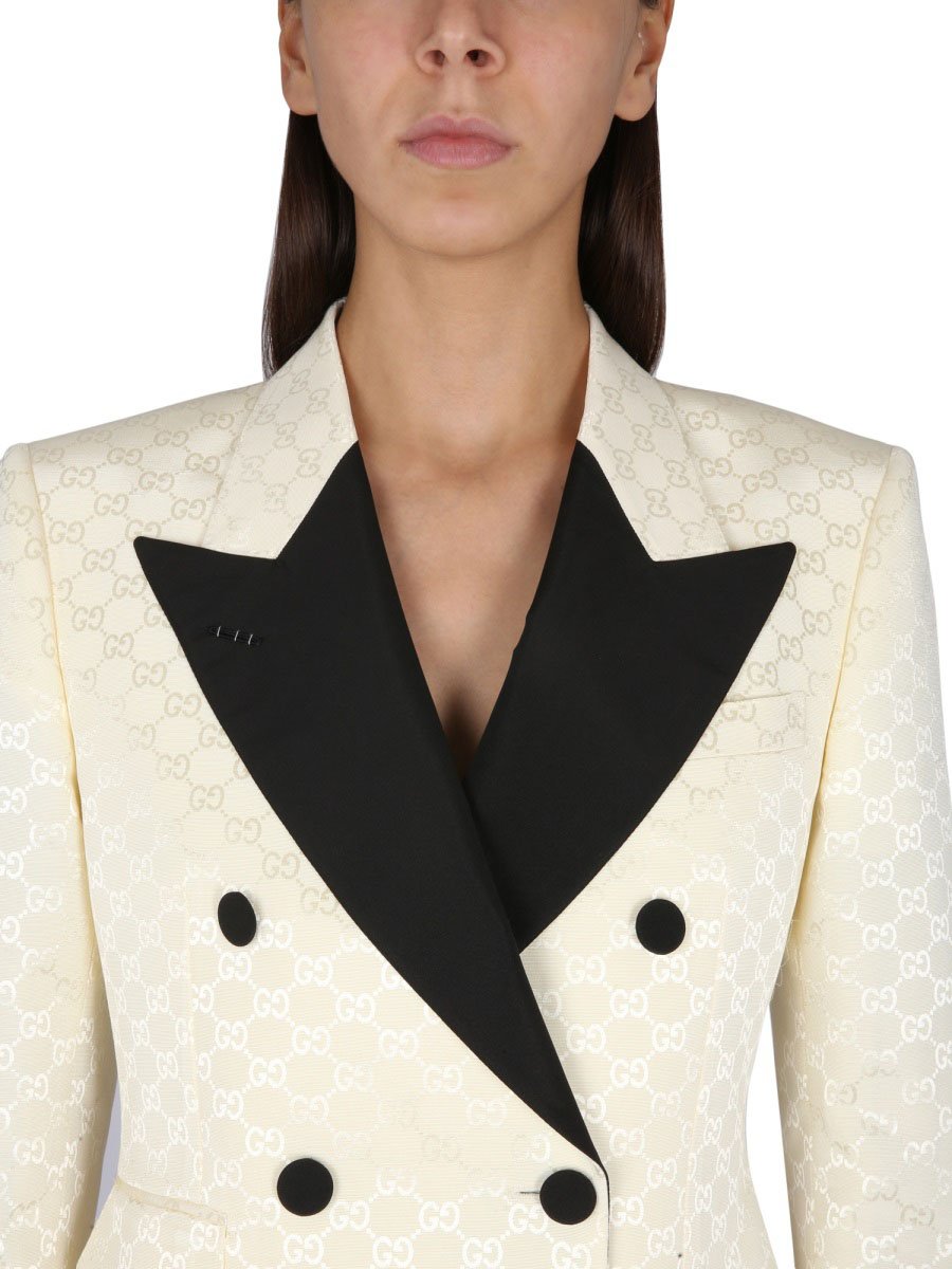 Gucci Structured Cotton and Viscose Blend Jacket Neutraal