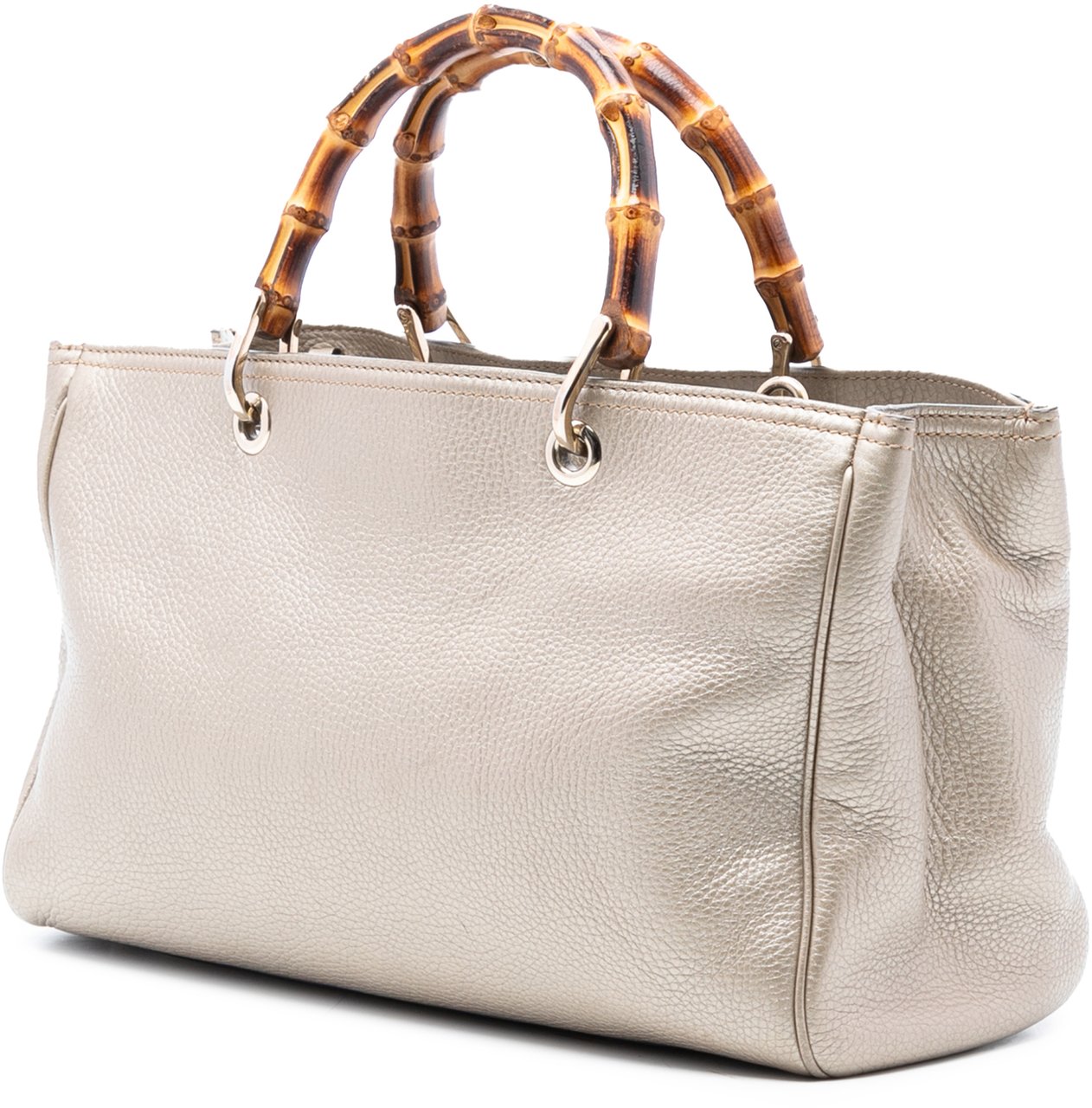 Gucci Medium Calfskin Bamboo Shopper Satchel Goud