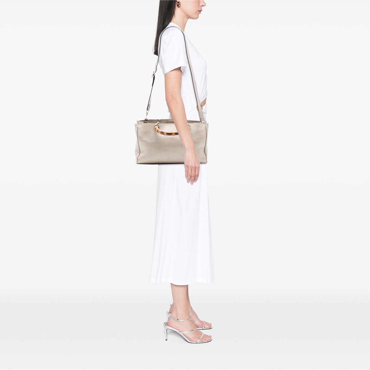 Gucci Medium Calfskin Bamboo Shopper Satchel Goud