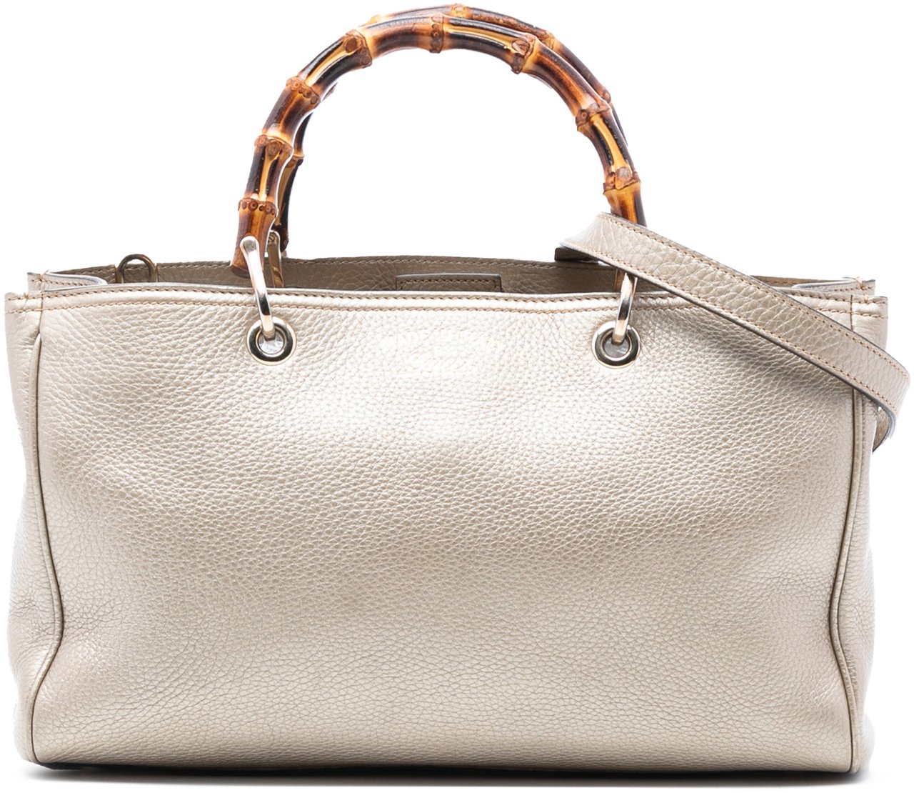 Gucci Medium Calfskin Bamboo Shopper Satchel Goud