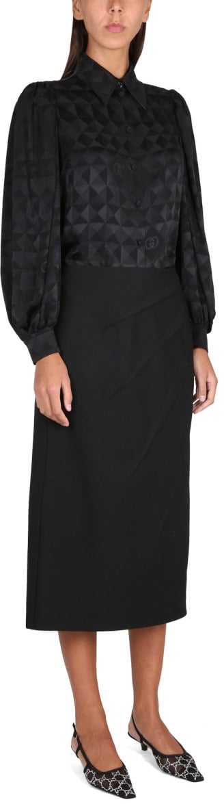 Gucci Classic Wool Skirt with Zipper Closure Zwart