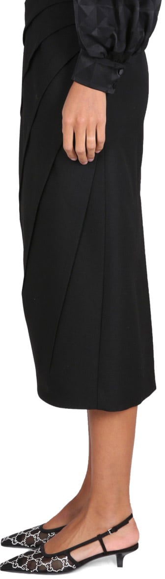 Gucci Classic Wool Skirt with Zipper Closure Zwart