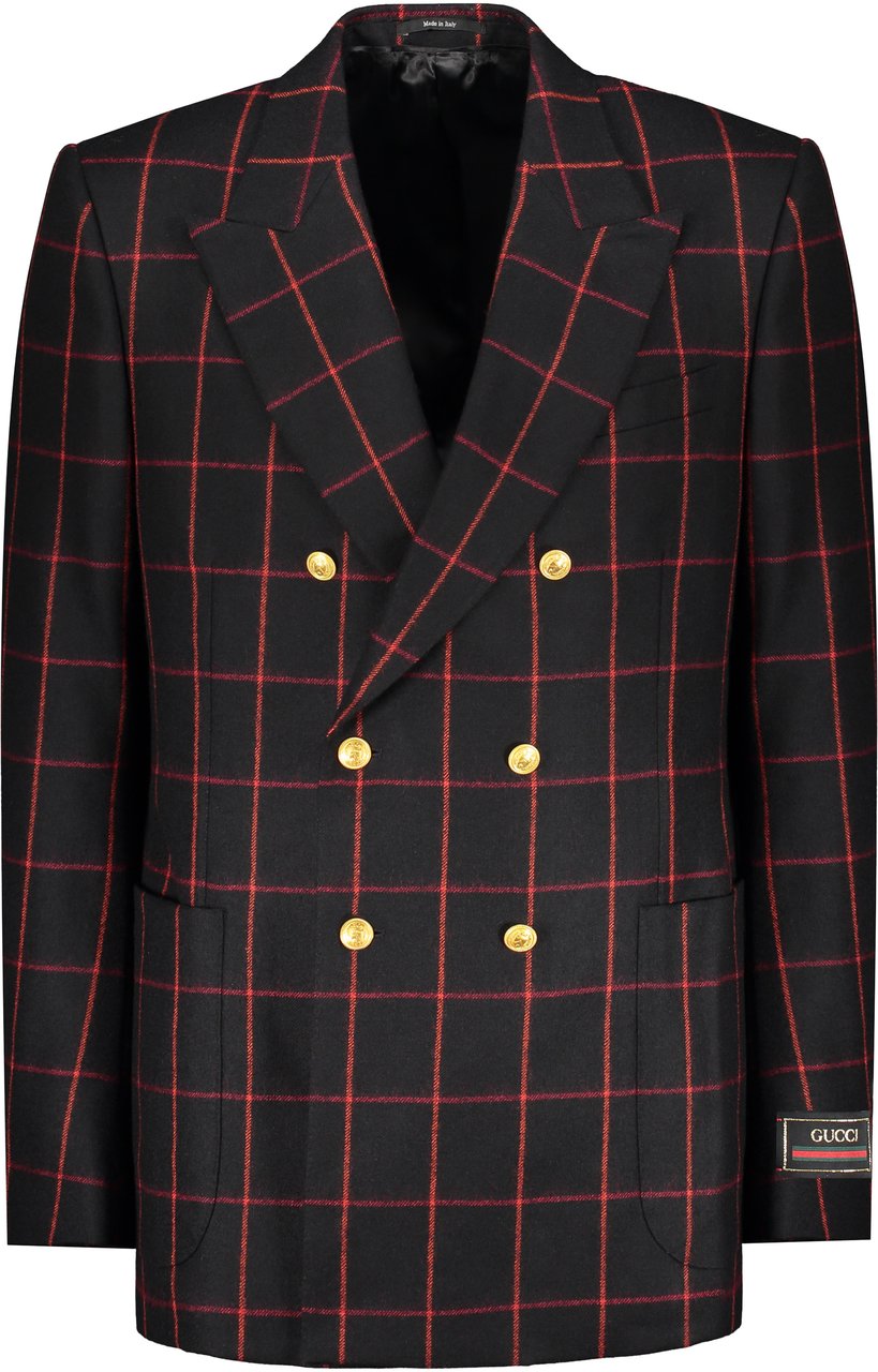 Gucci Double-breasted wool jacket Zwart