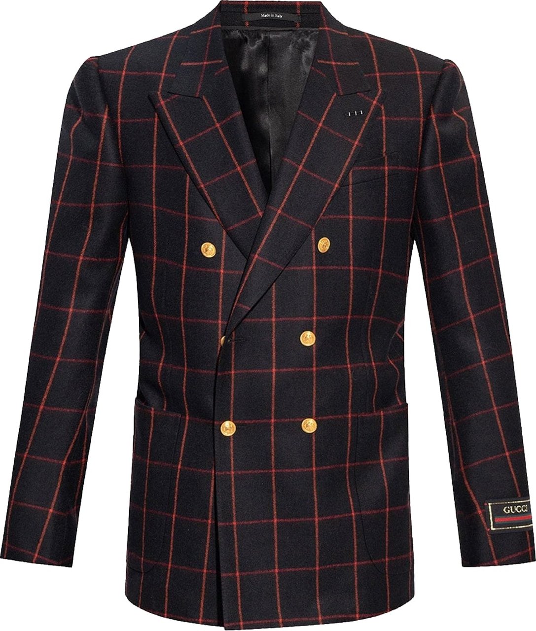 Gucci Wool Checked Blazer Zwart