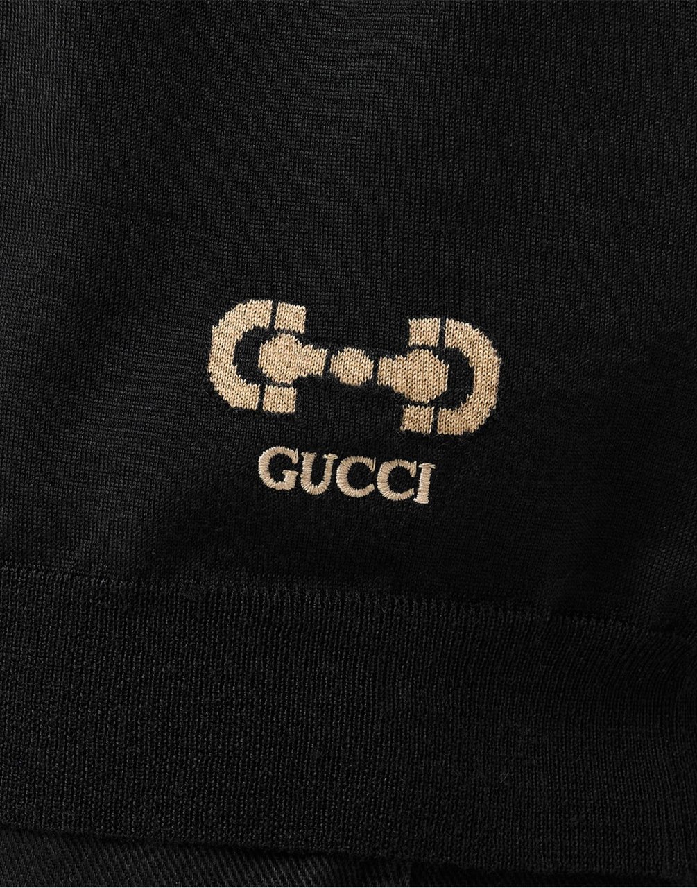 Gucci Horsebit Logo Intarsia Wool Sweater Zwart