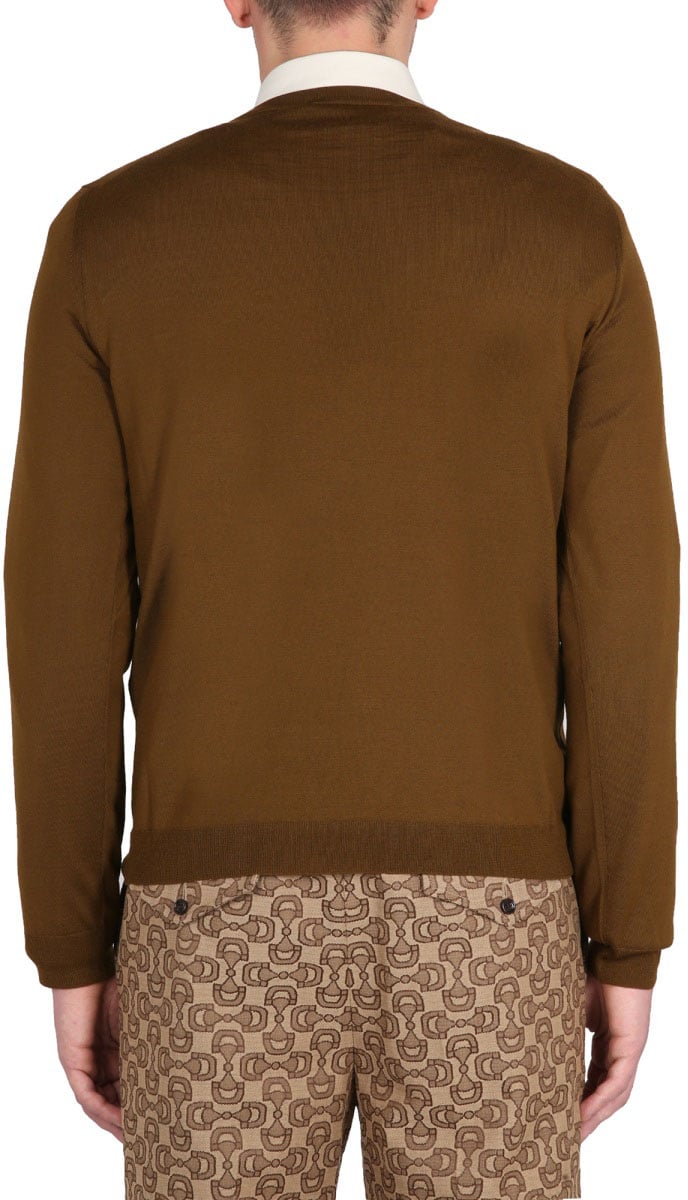 Gucci Smooth Wool Jersey with Distinctive Logo Embroidery Zwart