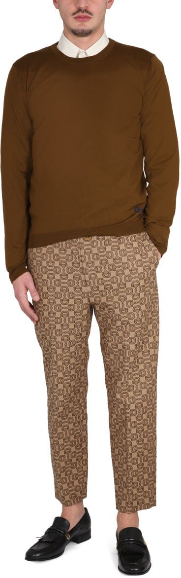 Gucci Smooth Wool Jersey with Distinctive Logo Embroidery Zwart