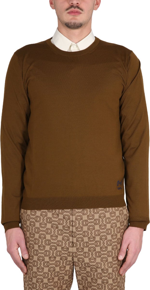 Gucci Smooth Wool Jersey with Distinctive Logo Embroidery Zwart