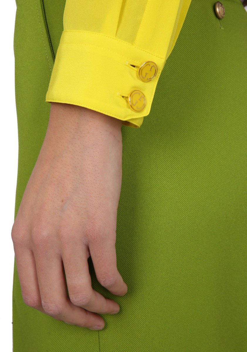 Gucci Pointed Collar Silk Shirt with Lined Detail Neutraal