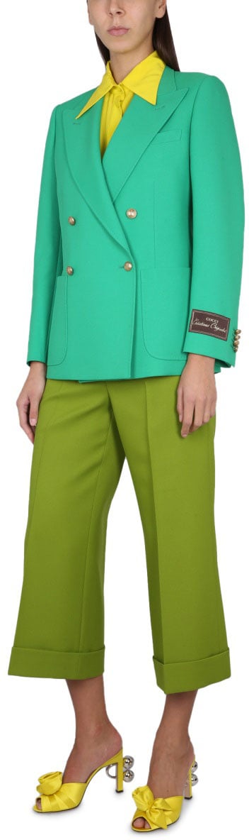 Gucci Pointed Collar Silk Shirt with Lined Detail Neutraal