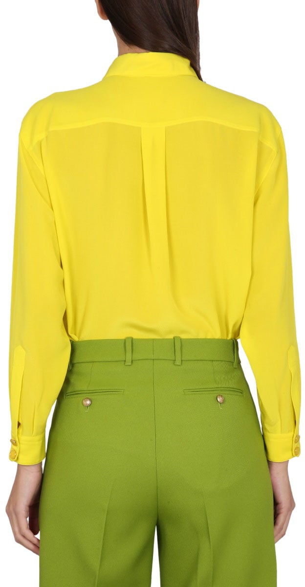 Gucci Pointed Collar Silk Shirt with Lined Detail Neutraal