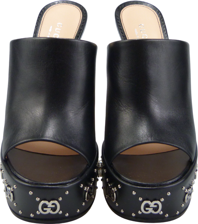 Gucci Sandalo Slider nero In Pelle Zwart