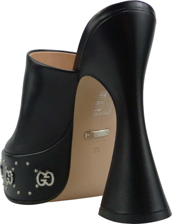 Gucci Sandalo Slider nero In Pelle Zwart