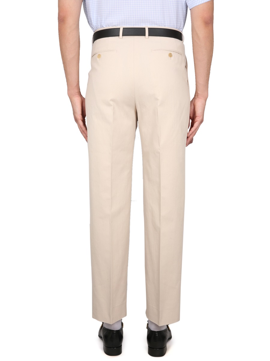 Gucci Embroidered Cotton Pants with Zippered Tab Neutraal