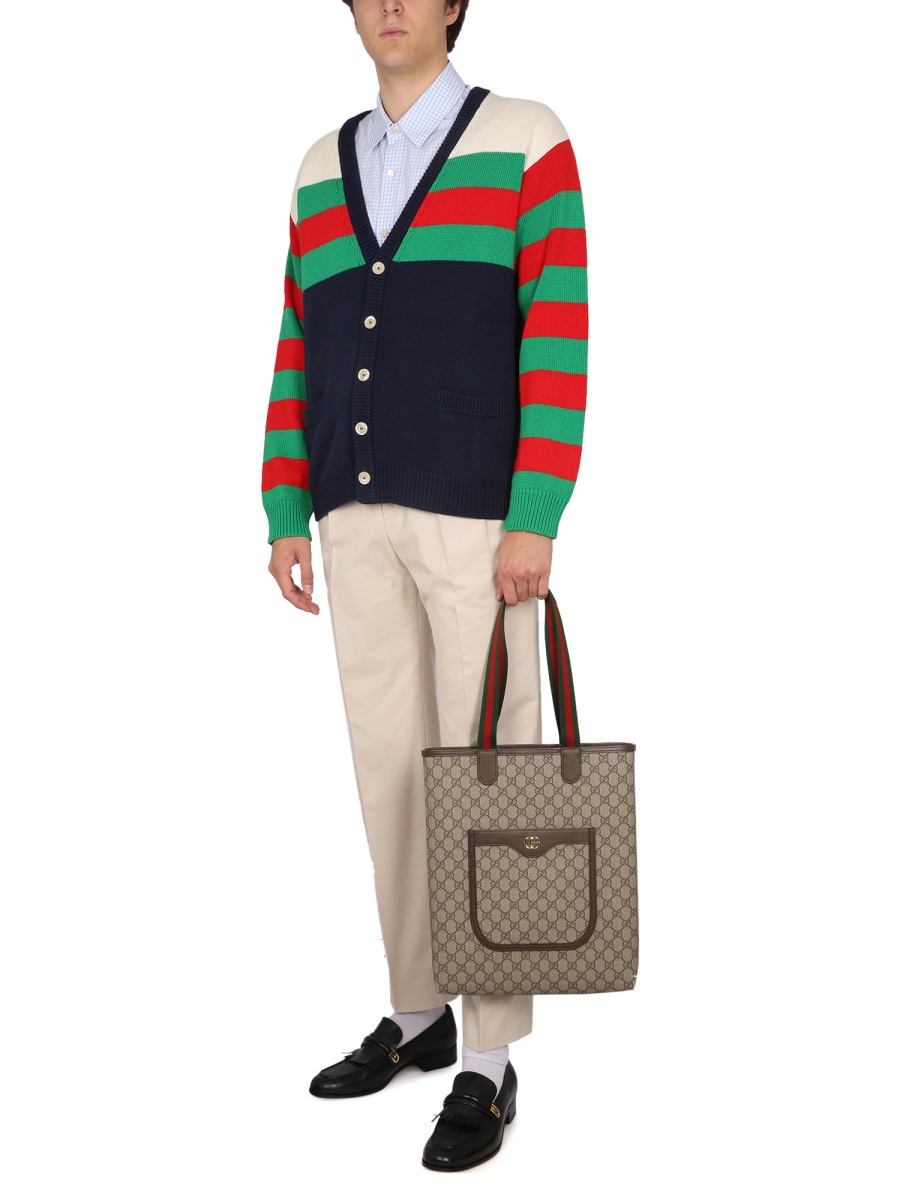 Gucci Embroidered Cotton Pants with Zippered Tab Neutraal