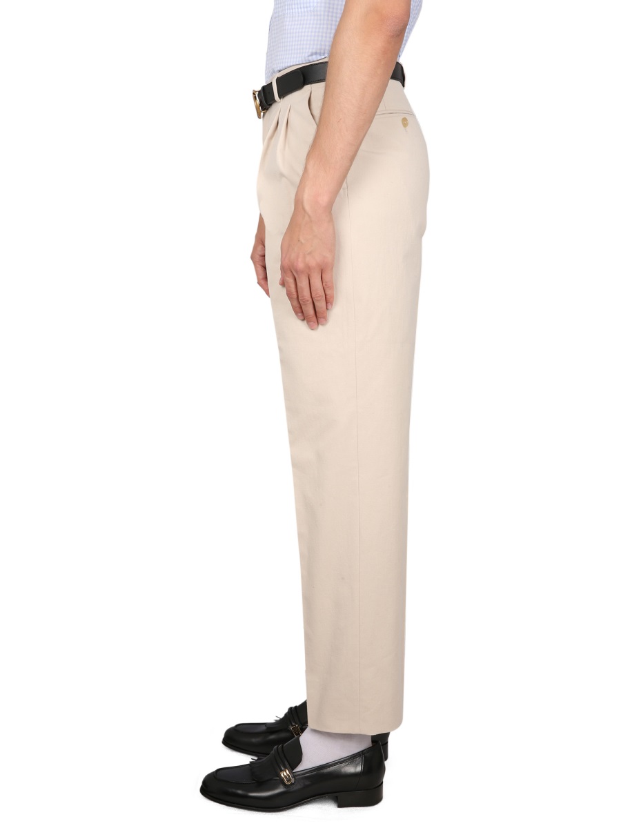 Gucci Embroidered Cotton Pants with Zippered Tab Neutraal