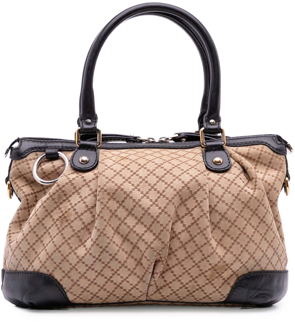Gucci Diamante Canvas Sukey Satchel Bruin