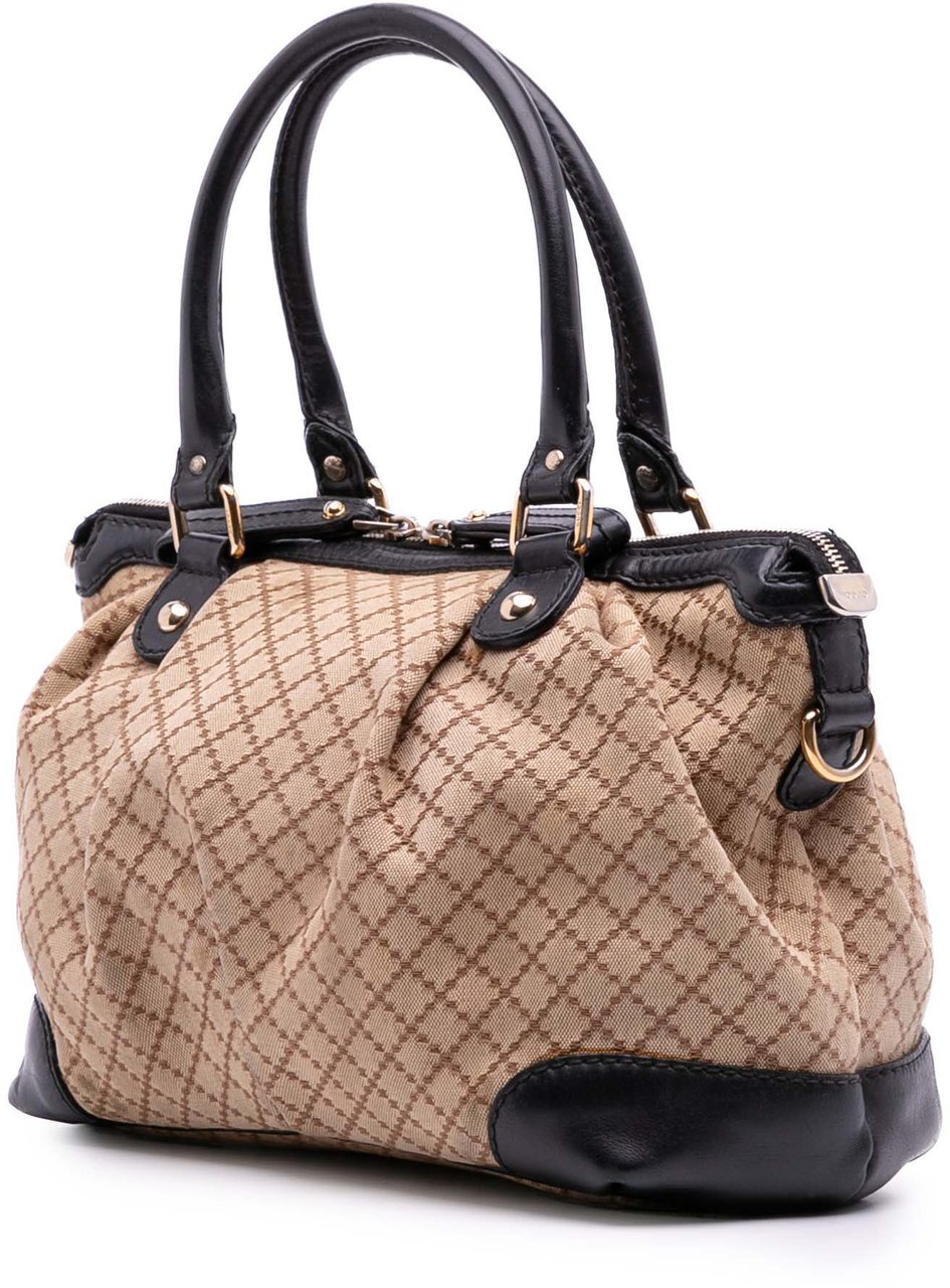 Gucci Diamante Canvas Sukey Satchel Bruin