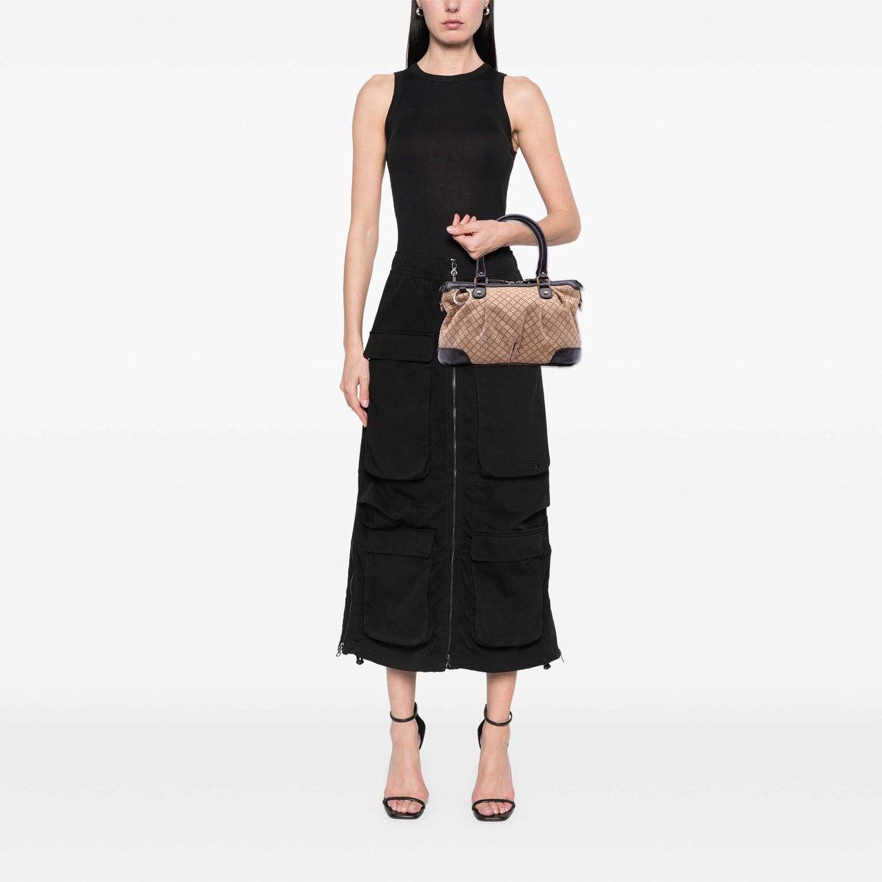 Gucci Diamante Canvas Sukey Satchel Bruin