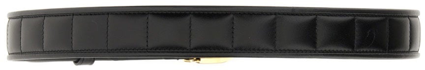 Gucci Black Quilted Leather Belt with Gold Cross Buckle Zwart