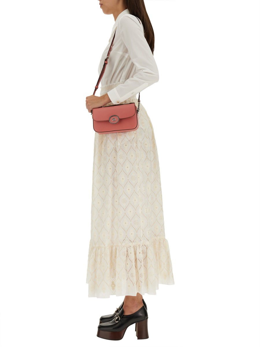 Gucci Floral Broderie Anglaise Midi Skirt Neutraal