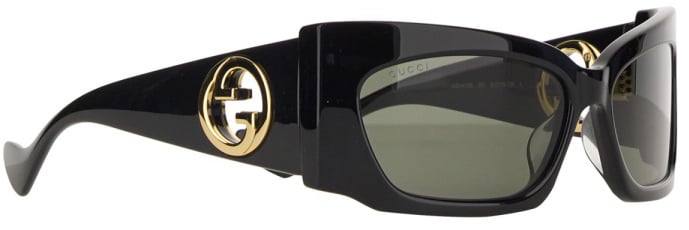 Gucci Sunglasses with Distinctive Cut-Out Acetate Temples Zwart
